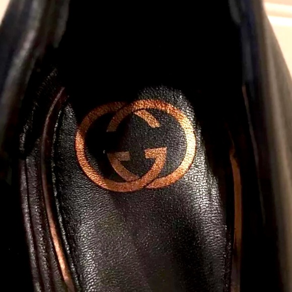 GUCCI Black Leather Open Toe Pumps Heels 10M ITALY - Picture 2 of 8